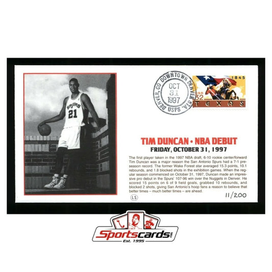 2017 Tim Duncan NBA Debut Commemorative First Day Cover