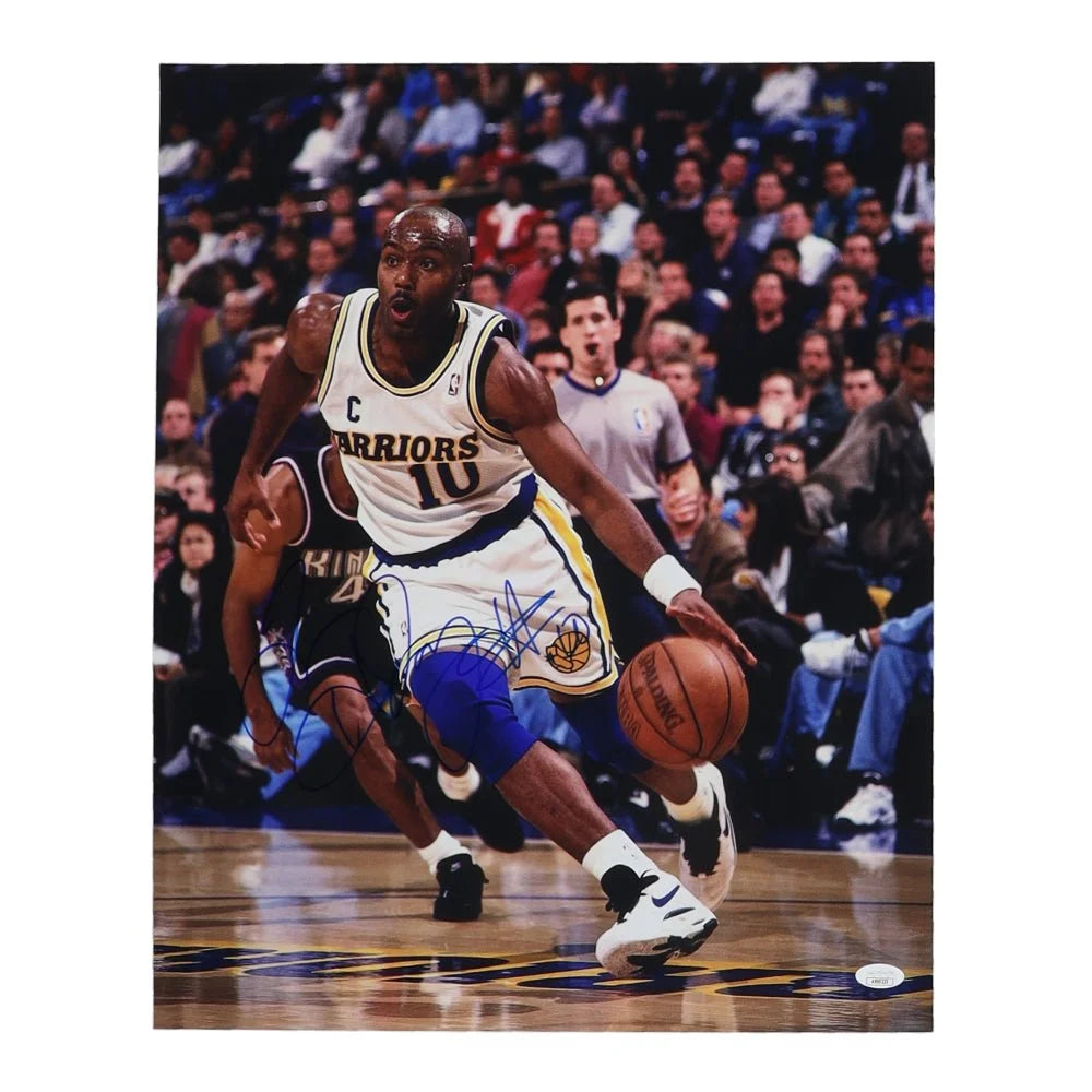Autographed Tim Hardaway Golden State Warriors basketball photo with JSA COA