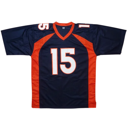 Tim Tebow autographed Denver Broncos navy blue and orange jersey number 15