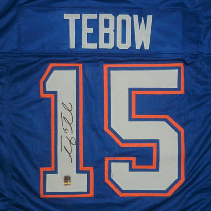 Tim Tebow autographed Florida Gators custom jersey blue #15