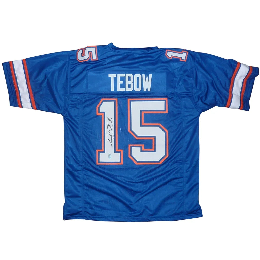 Tim Tebow autographed Florida Gators blue custom jersey #15
