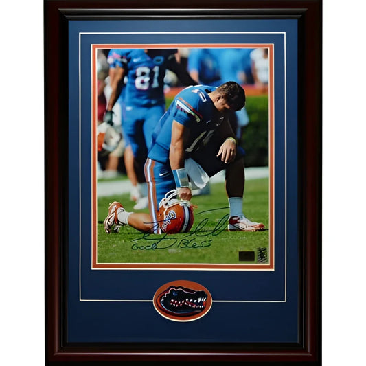 Tim Tebow autographed Florida Gators Tebowing photo with God Bless
