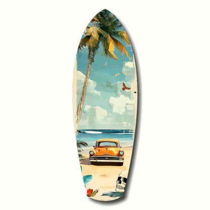 Vintage Surf Tempered Glass Art with Tropical Beach Scene | Insigneart USA | vintageantiquesgifts.com