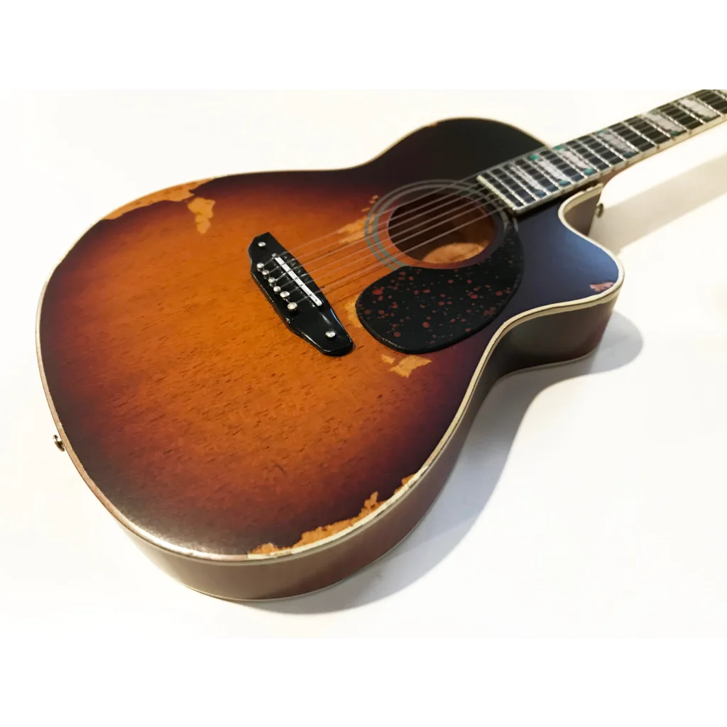 1960s sunburst Gibson J-45 mini guitar by Axe Heaven® on adjustable A-frame stand