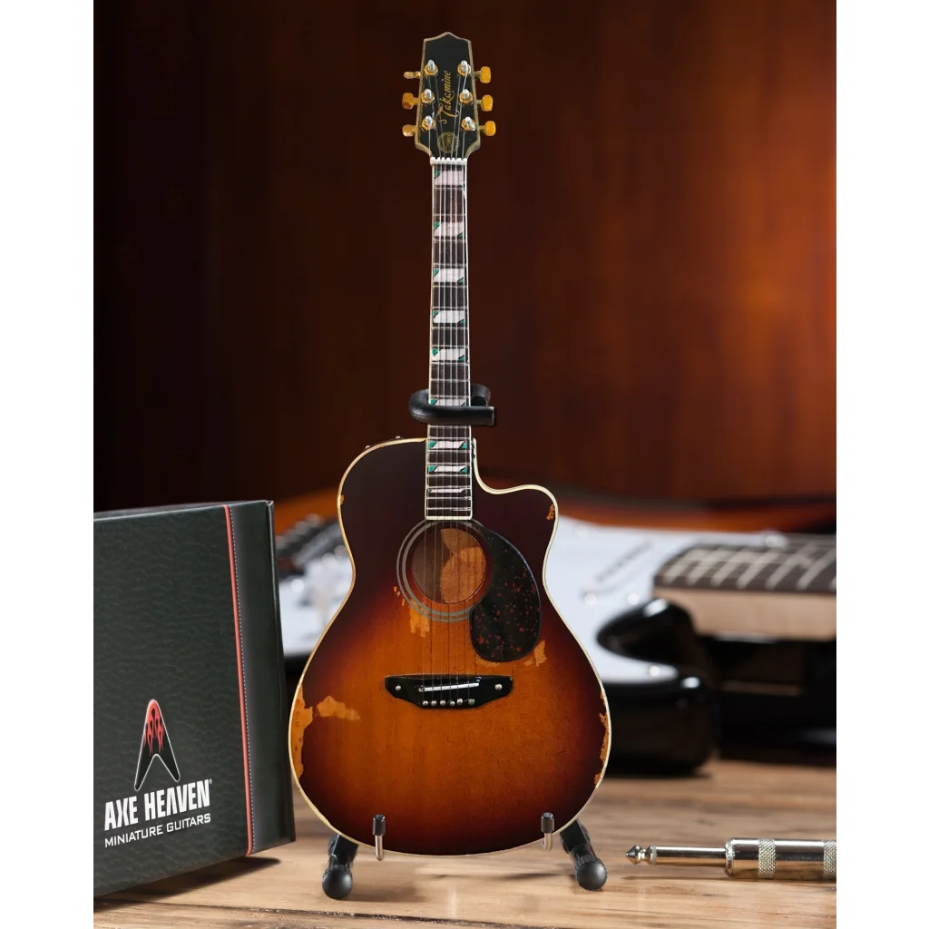 Toby Keith sunburst mini guitar by Axe Heaven® on adjustable A-frame stand