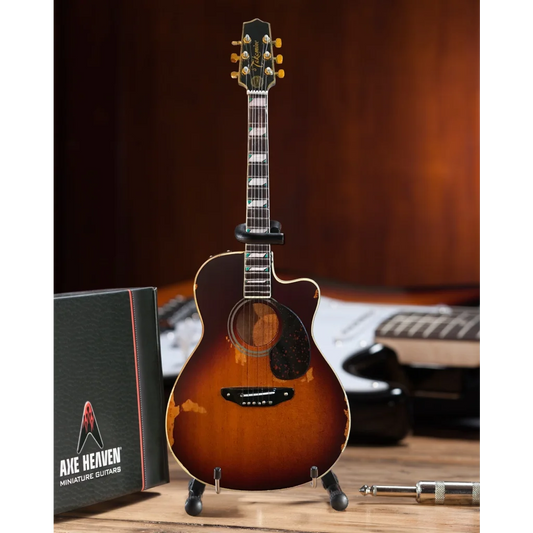 Toby Keith sunburst mini guitar by Axe Heaven® on adjustable A-frame stand