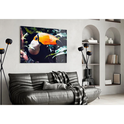 Stunning Toucan Wall Art Canvas With Bold Orange Beak | Contemporary Home Wall Art | vintageantiquesgifts.com