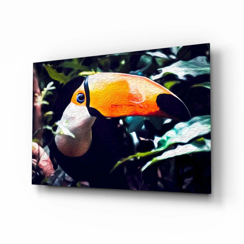 Stunning Toucan Wall Art Canvas With Bold Orange Beak | Insigneart USA | vintageantiquesgifts.com