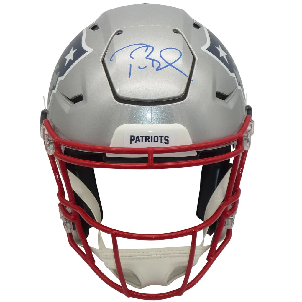 Tom Brady autographed Riddell Speed Flex Patriots helmet with silver shell