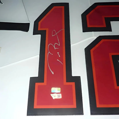 Tom Brady Tampa Bay Buccaneers deluxe framed signed jersey with 10 jersey number wall art