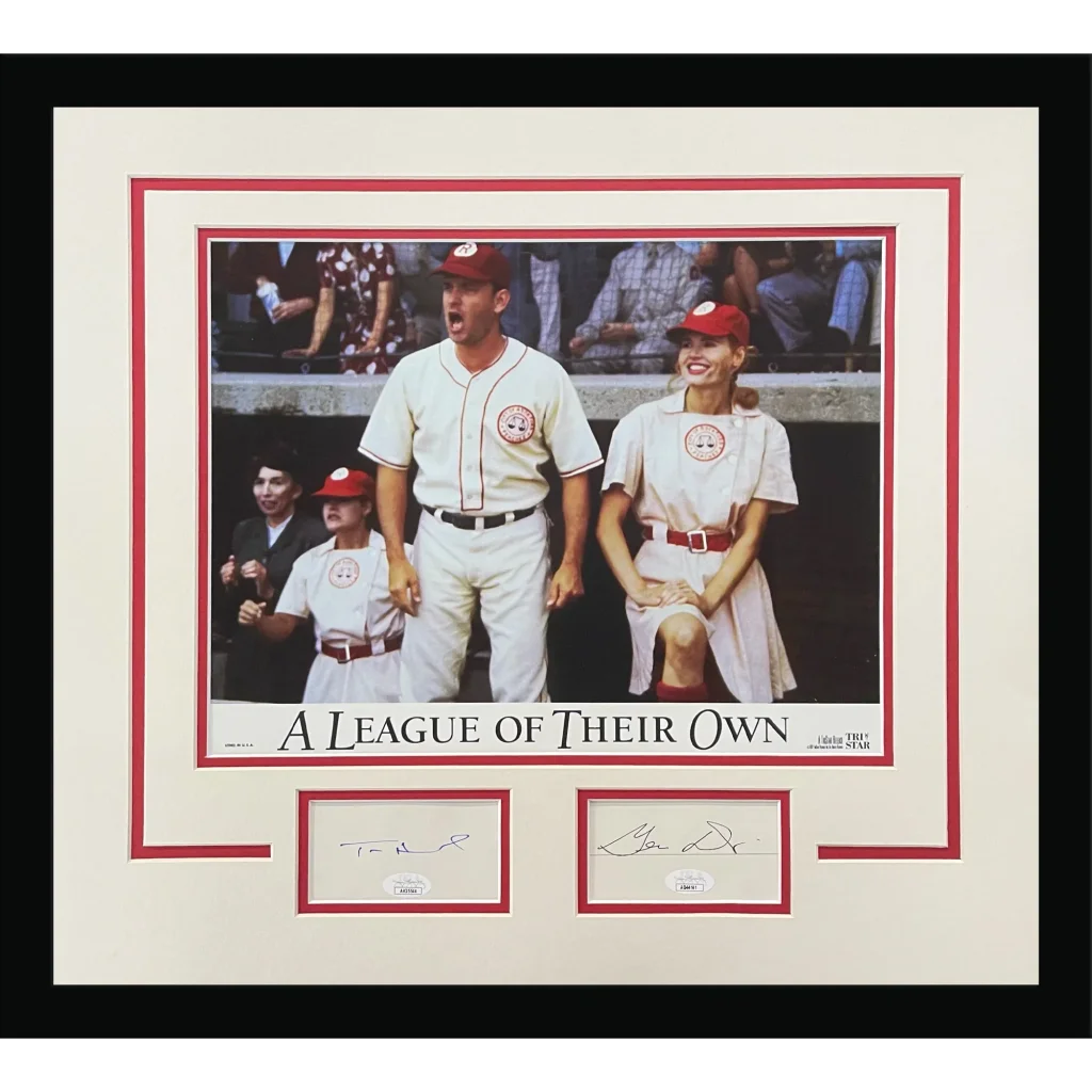 Tom Hanks and Geena Davis autographed deluxe framed A League of Their Own poster