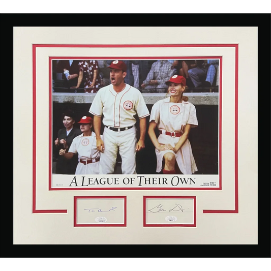 Tom Hanks and Geena Davis autographed deluxe framed A League of Their Own poster