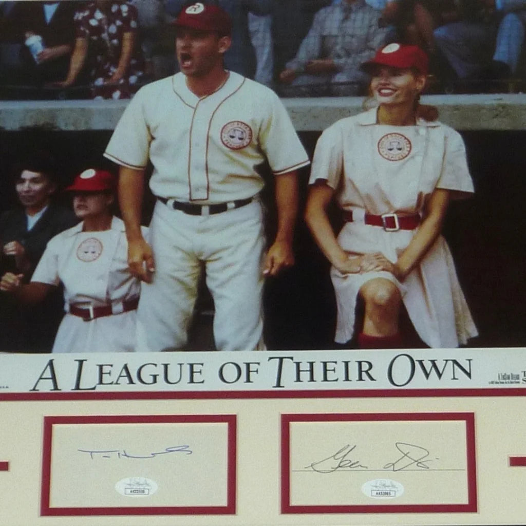 Tom Hanks and Geena Davis autographed deluxe framed A League of Their Own poster