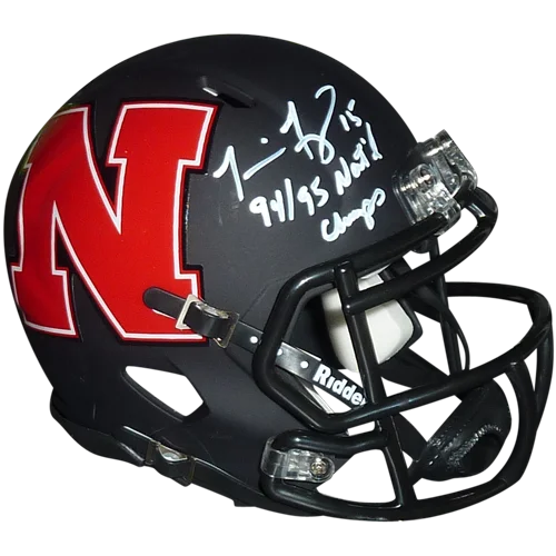Tommie Frazier autographed Nebraska Huskers mini helmet with red N logo