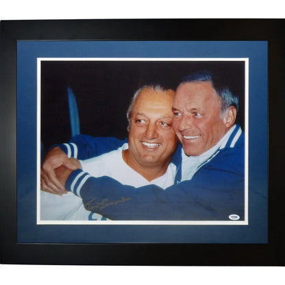 Tommy Lasorda autographed Los Angeles Dodgers photo with Frank Sinatra, framed
