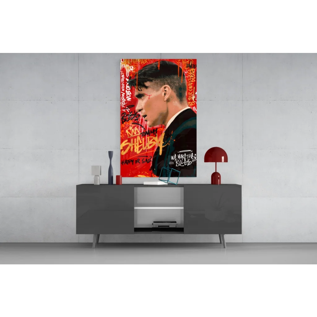 Tommy Shelby graffiti wall art poster, 24x36 inch red black military print