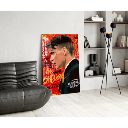 Tommy Shelby graffiti face red black canvas wall art print