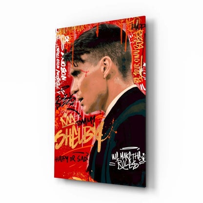 Tommy Shelby red black graffiti wall art canvas print with happy or sad text