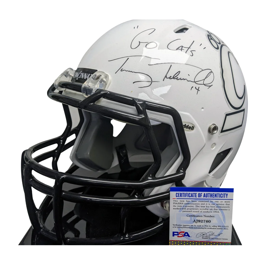 Tommy Tuberville Signed Cincinnati Bearcats Helmet with Go Cats | Creative Sports | vintageantiquesgifts.com