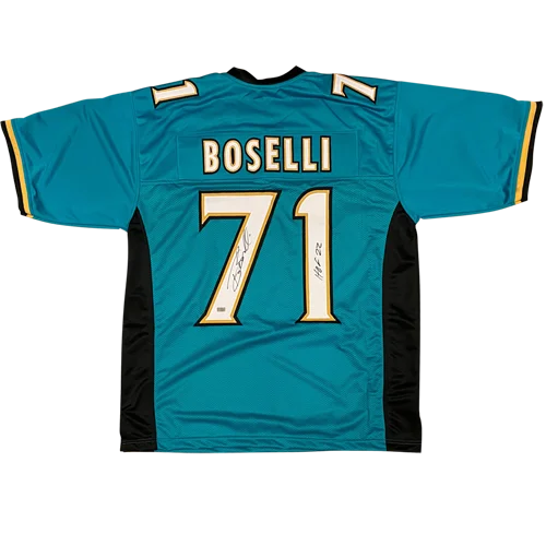 Tony Boselli autographed teal stitched Jacksonville Jaguars jersey #71 HOF 22