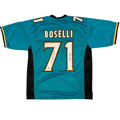 Tony Boselli autographed teal stitched Jacksonville Jaguars jersey #71 HOF 22