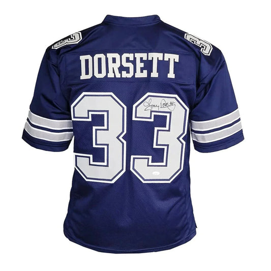 Tony Dorsett signed Dallas Cowboys custom jersey blue #33 Dorsett