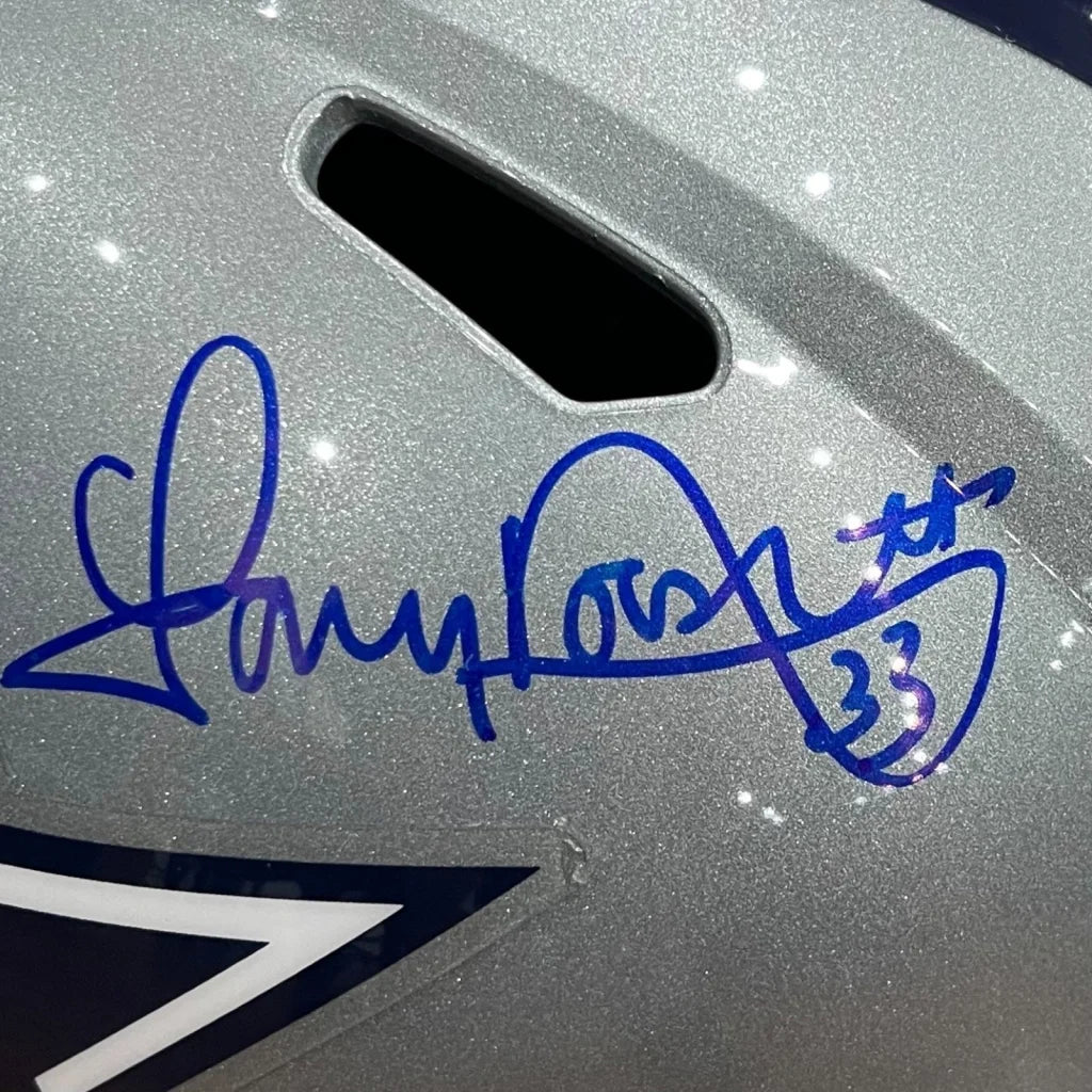 Tony Dorsett signed Dallas Cowboys deluxe silver helmet with blue autograph