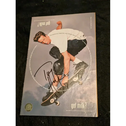 Autographed Tony Hawk Signed Got Milk Ad featuring skateboarder for collectible fans