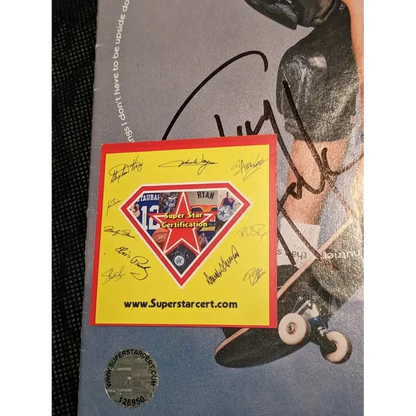 Autographed sports memorabilia certification sticker on Tony Hawk Signed Got Milk Ad