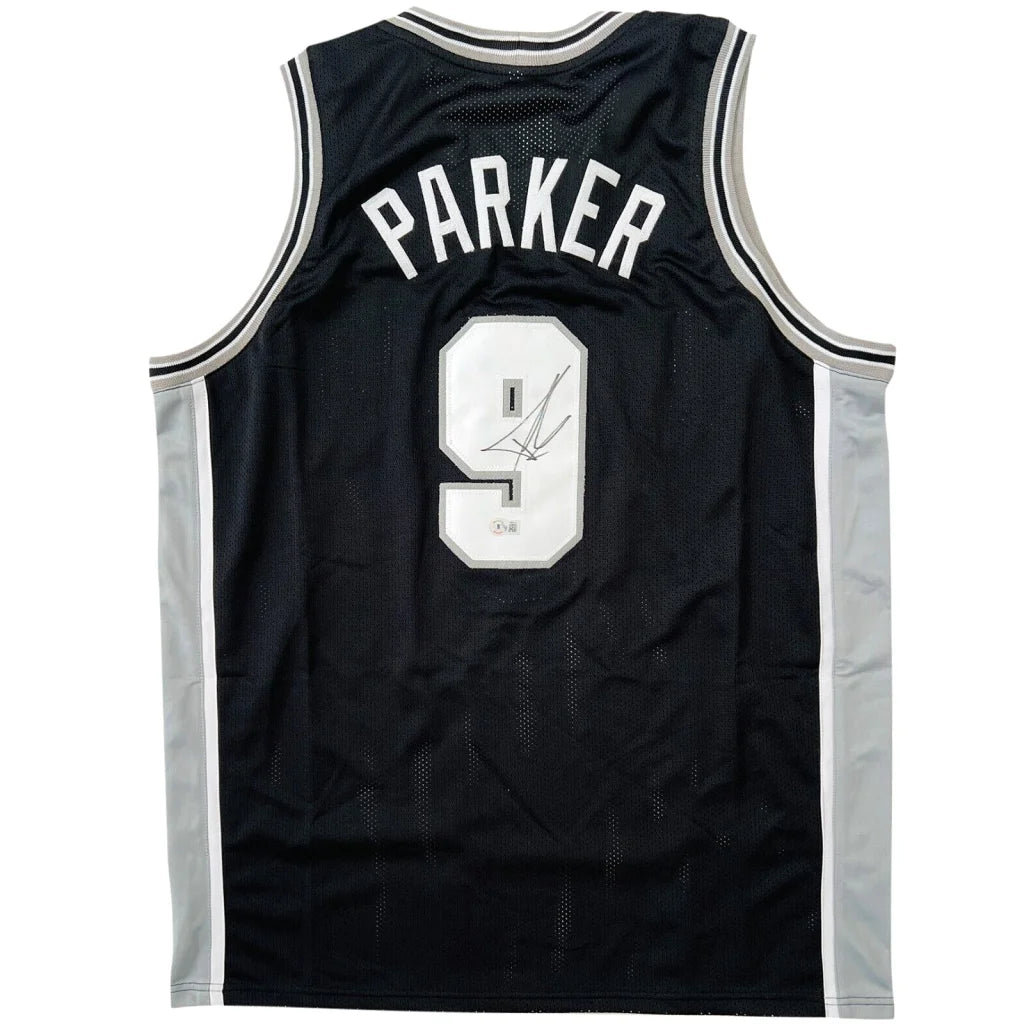 Tony Parker autographed San Antonio black #9 custom jersey with Parker signature