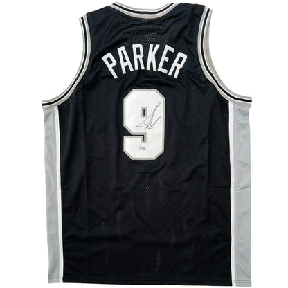 Tony Parker autographed San Antonio black #9 custom jersey with Parker signature