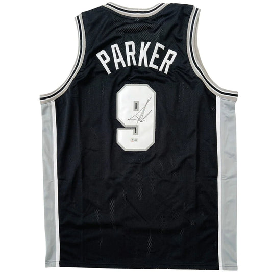 Tony Parker autographed San Antonio black #9 custom jersey with Parker signature