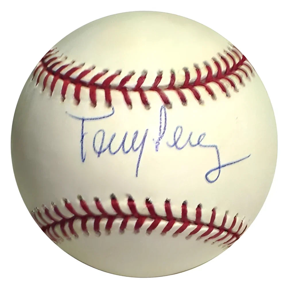 Tony Perez autographed MLB baseball with red stitching