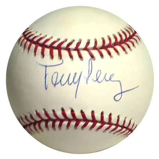 Tony Perez autographed MLB baseball with red stitching