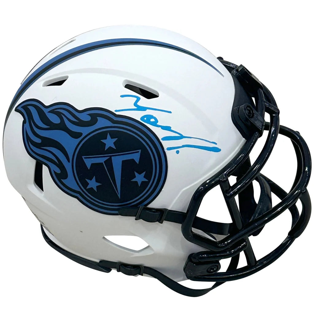 Tony Pollard autographed Tennessee Titans lunar eclipse mini helmet