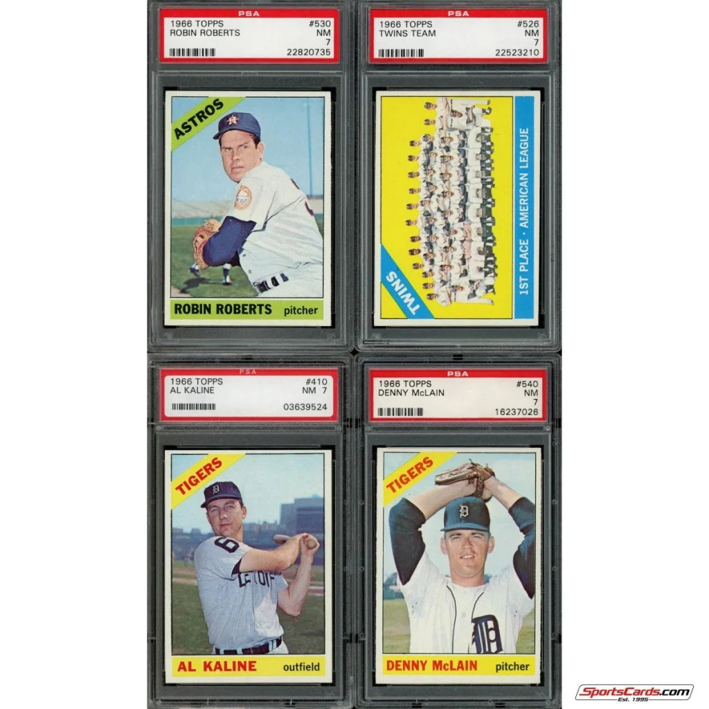 Four graded 1966 Topps Baseball cards from the Topps Baseball Complete Set Break Box