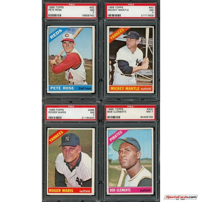 Four graded 1960 Topps Baseball cards inside Topps Baseball Complete Set Break Box