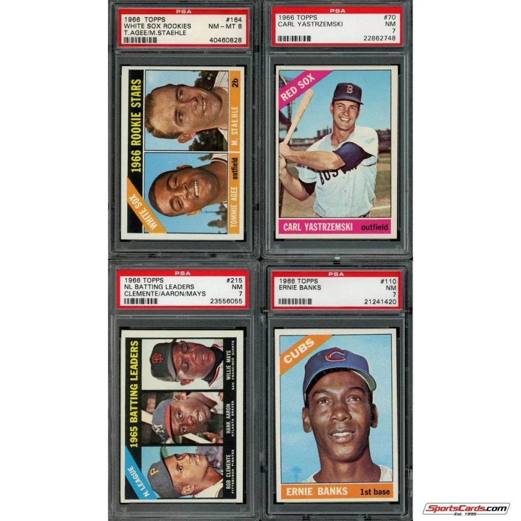 Collection of four PSA-graded 1966 Topps baseball cards from Topps Baseball Complete Set Break Box