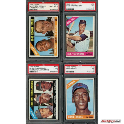 Collection of four PSA-graded 1966 Topps baseball cards from Topps Baseball Complete Set Break Box