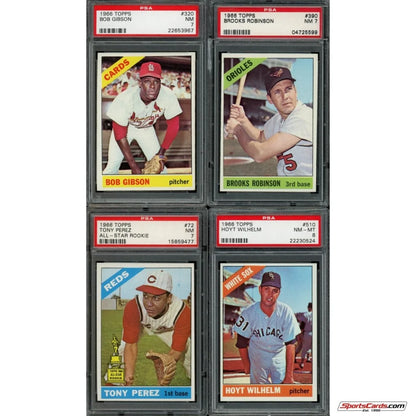 Four graded 1968 Topps Baseball cards inside a Topps Baseball Complete Set Break Box
