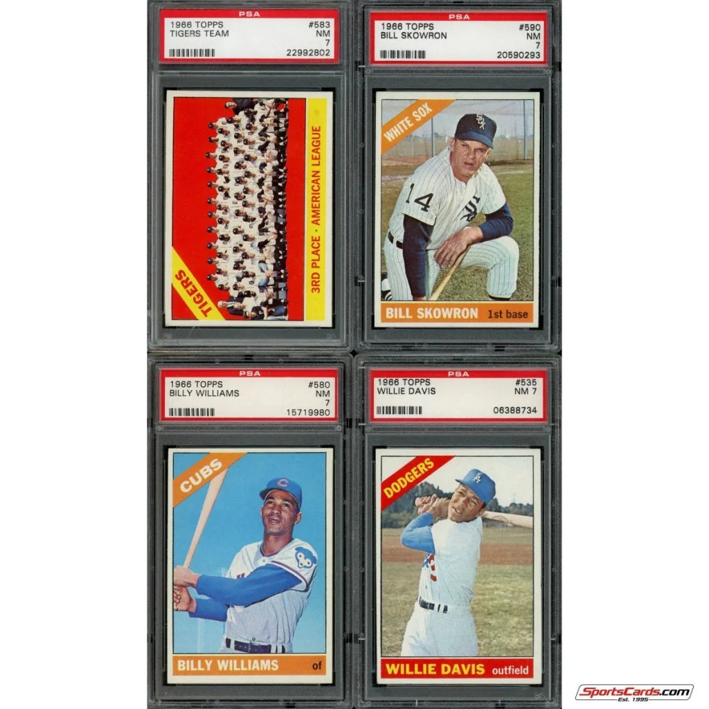 Four graded Topps Baseball cards in protective cases from the Topps Baseball Complete Set Break Box