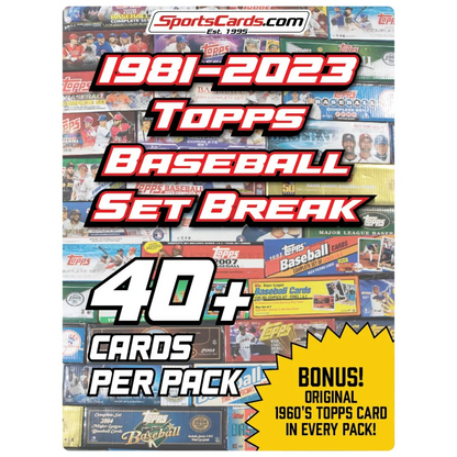 Topps Baseball Set Break with Vintage 1960s Bonus Cards showcasing 40+ cards per pack