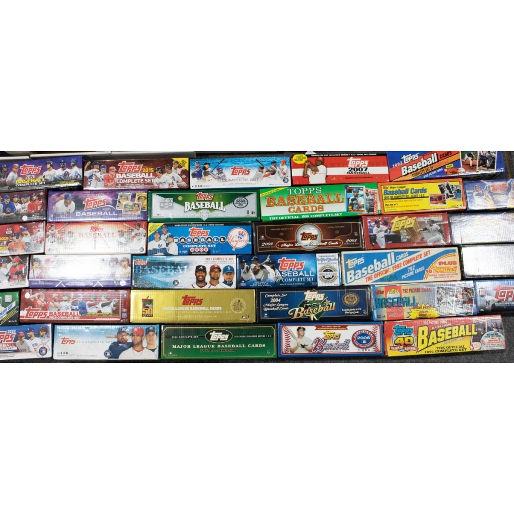 Topps Baseball Set Break with Vintage 1960s Bonus Cards showing collection of baseball card boxes