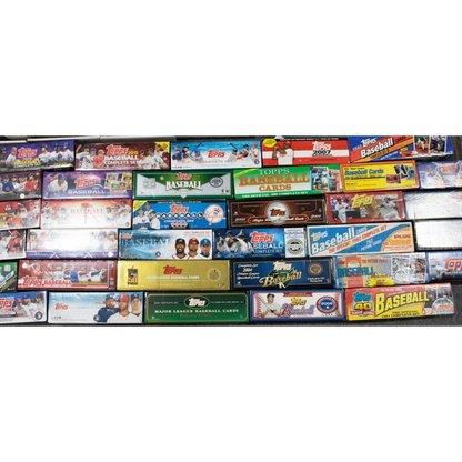 Topps Baseball Set Break with Vintage 1960s Bonus Cards showing collection of baseball card boxes