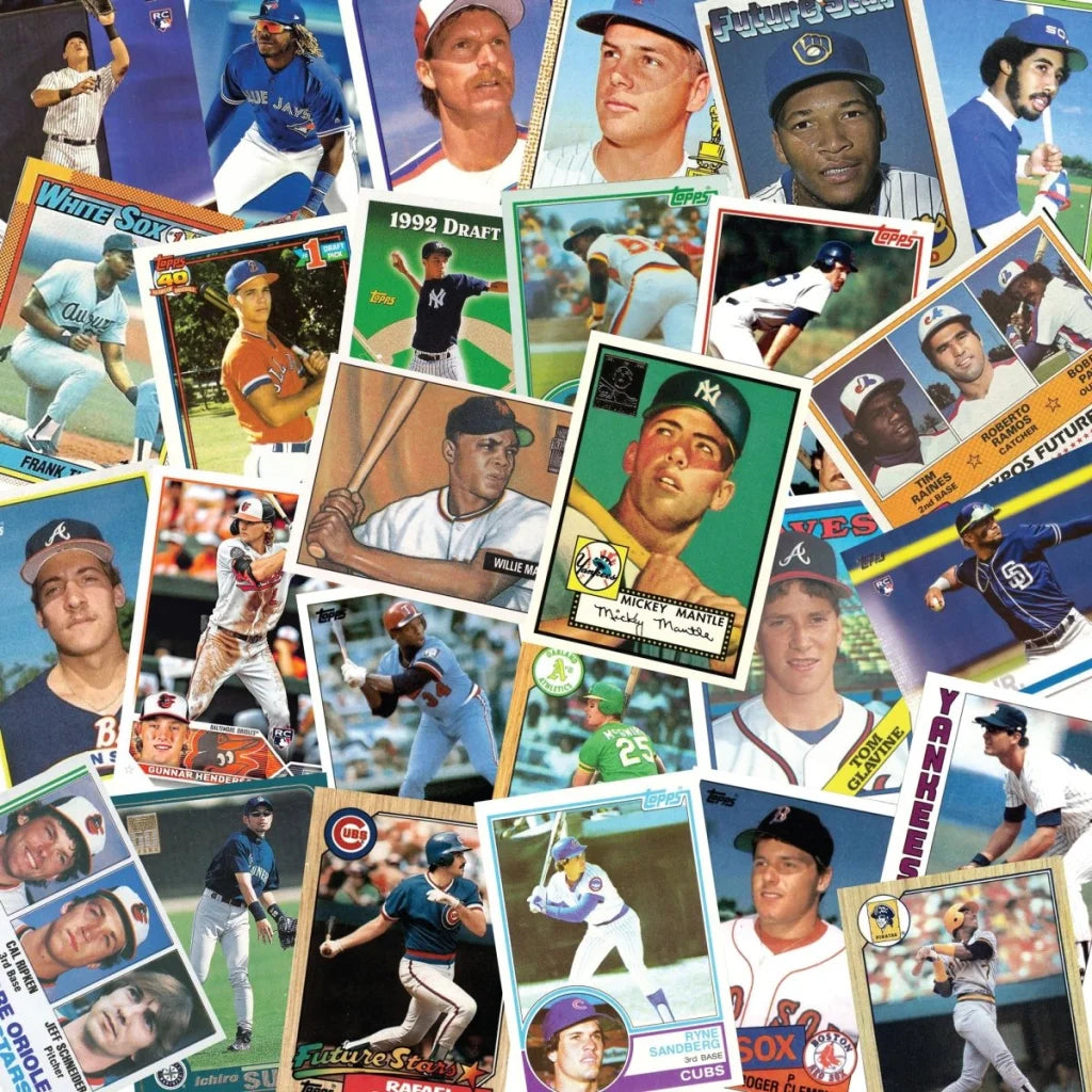 Vintage baseball trading cards collage from Topps Baseball Set Break with 1960s bonus cards