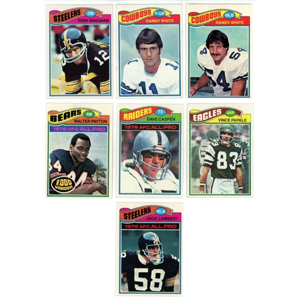 Vintage American football trading cards from Topps Football Complete Set Break inside