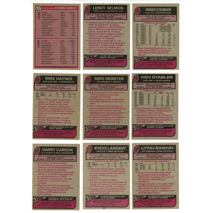 Uncut sheet of nine 1976 Topps Football cards from Topps Football Complete Set Break