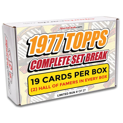 White cardboard box for Topps Football Complete Set Break with 19 cards inside