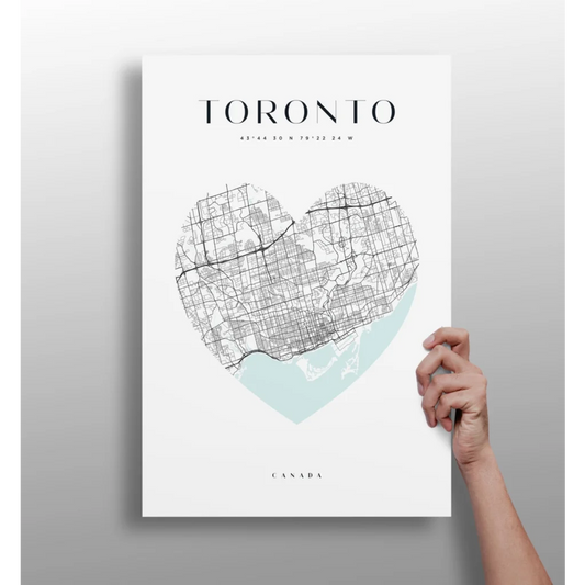 Heart Shaped Toronto Map Insigne Aluminum Print | Insigneart USA | vintageantiquesgifts.com