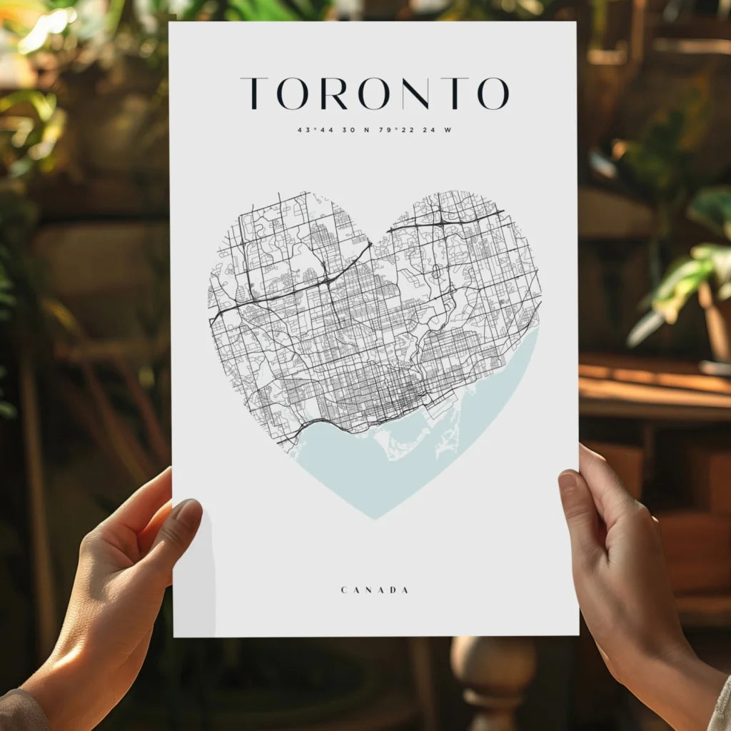 Heart-shaped Toronto map on Insigne Aluminum Print